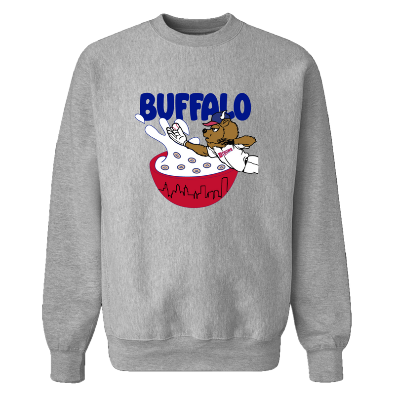 Buffalo Bisons Heather Grey Cereal Bowl Logo Crewneck