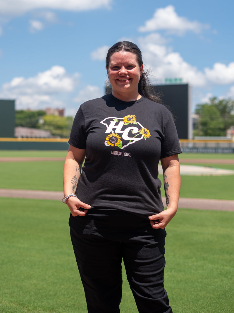 Women's Black Baseballism Sunflower Tee