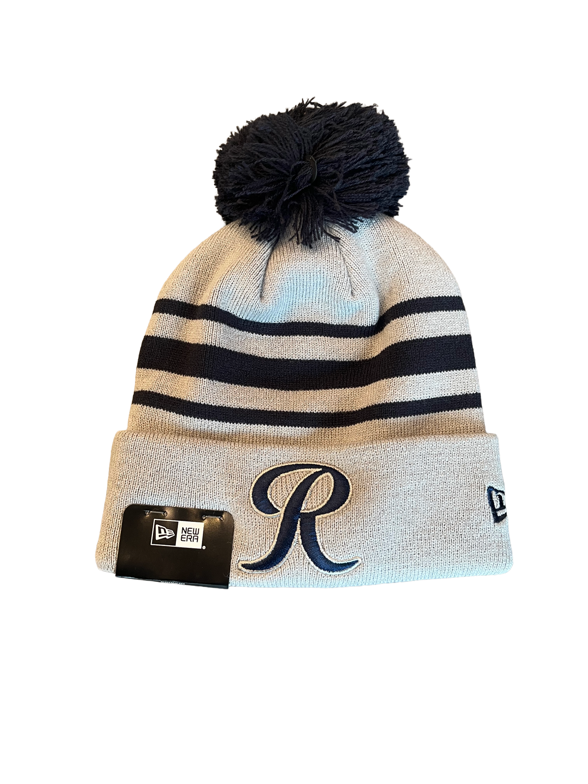 Tacoma Rainiers New Era Gray Navy Striped Knit Beanie
