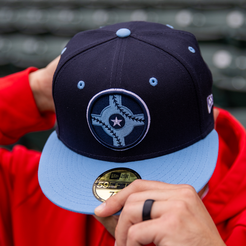 Indianapolis Indians Navy/Sky Blue Circle City New Era Authentic Official On-Field 59FIFTY Cap