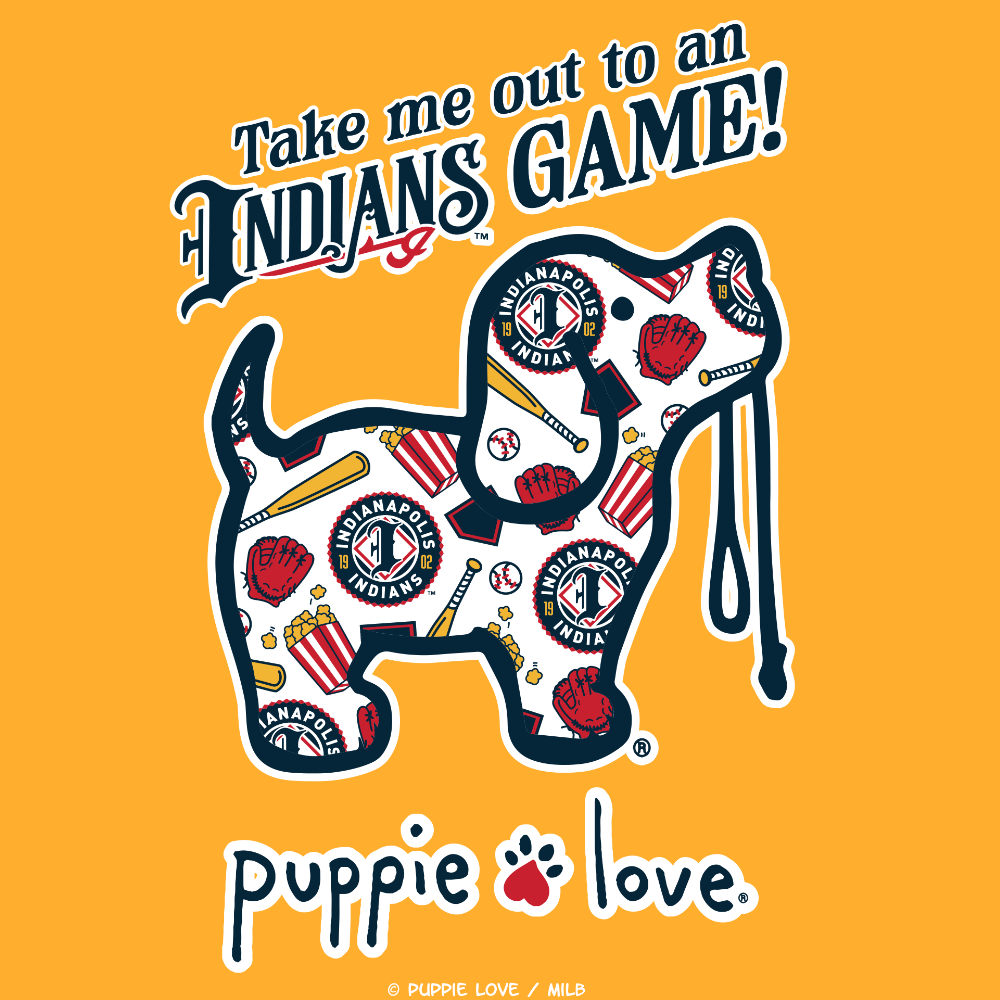 Indianapolis Indians Adult Gold Puppie Love Take Me Out Tee