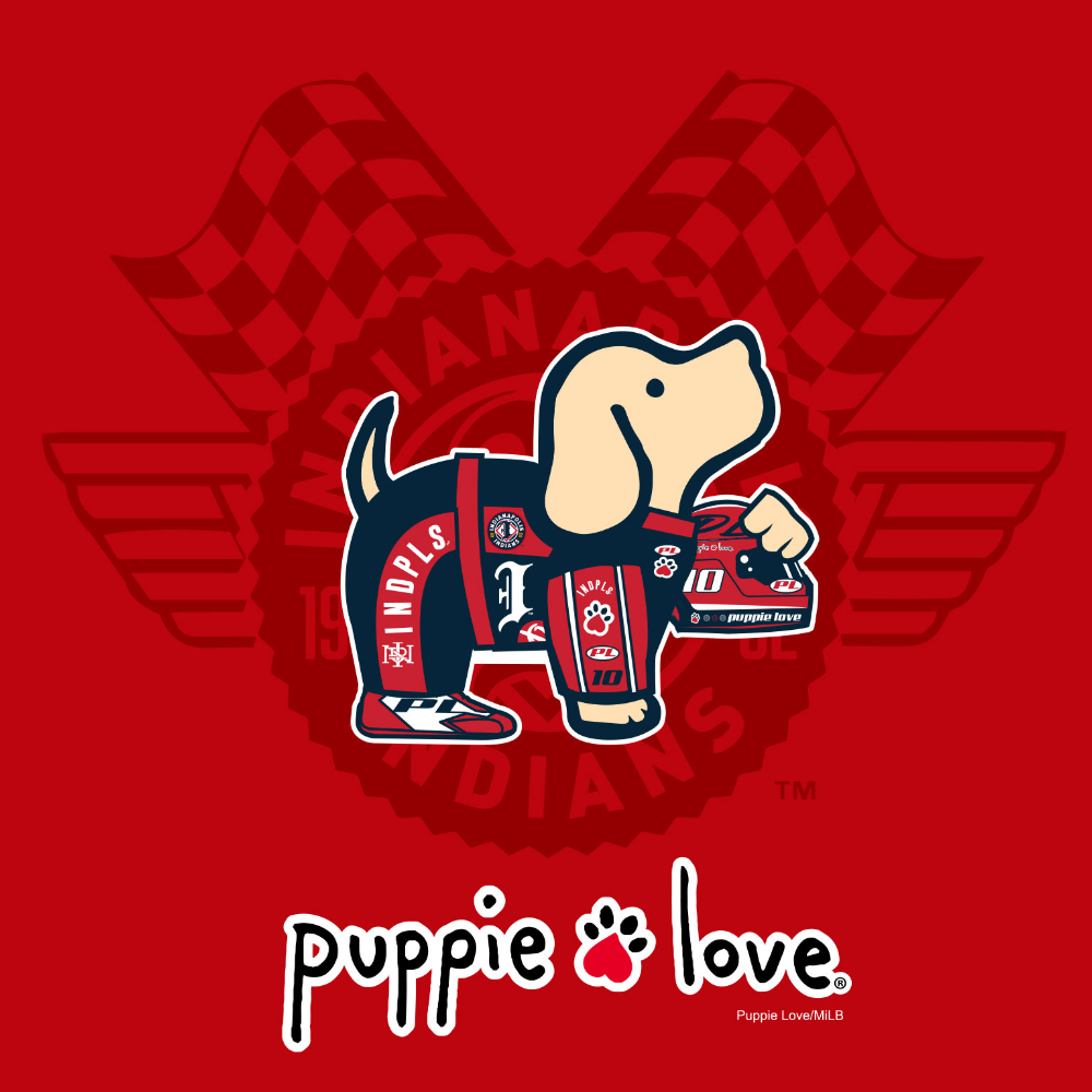 Indianapolis Indians Adult Red Indy 500 Racing Puppie Love Tee