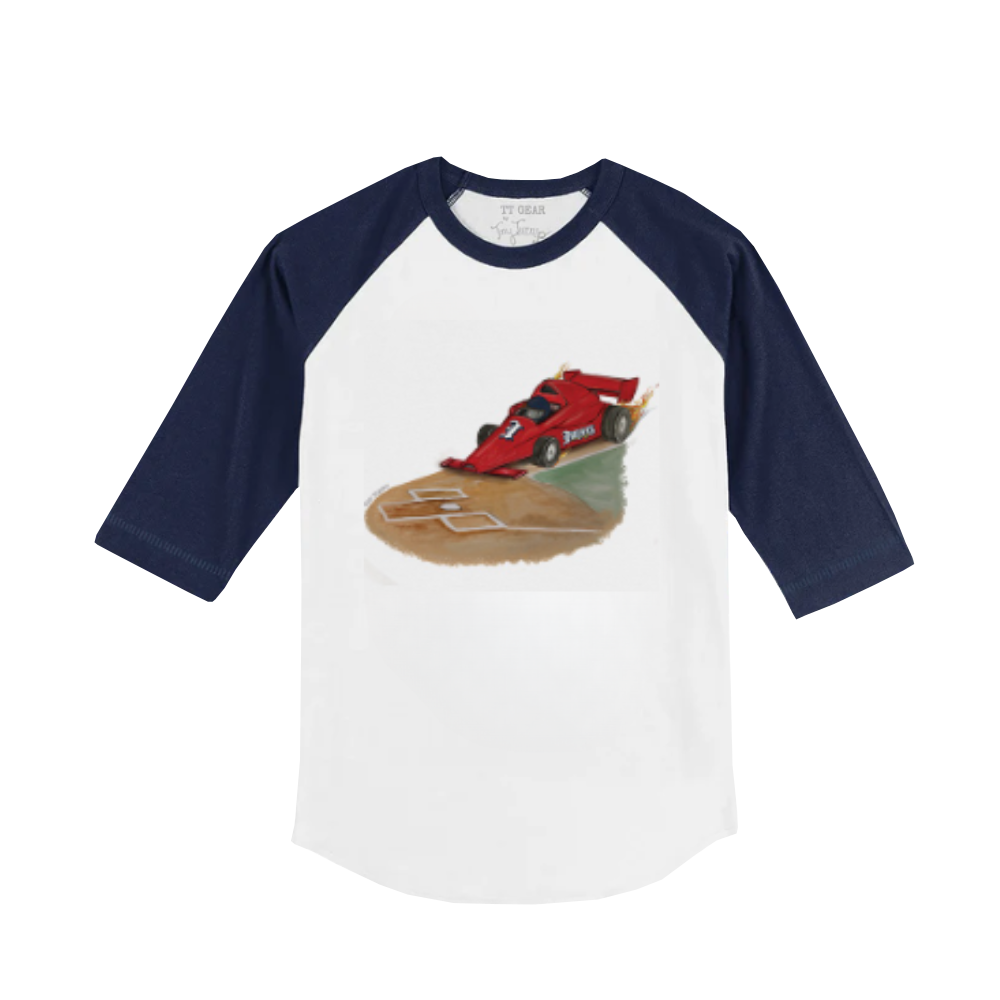 Indianapolis Indians Toddler Tiny Turnip Navy/White Racecar 3/4 Sleeve Raglan Tee
