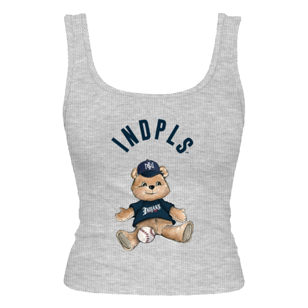 Indianapolis Indians Women's Tiny Turnip Grey Teddy Bear Tri-Blend Tank Top