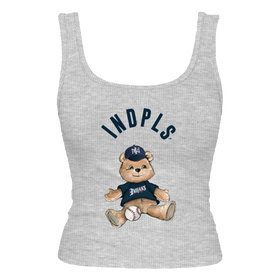 Indianapolis Indians Women's Tiny Turnip Grey Teddy Bear Tri-Blend Tank Top