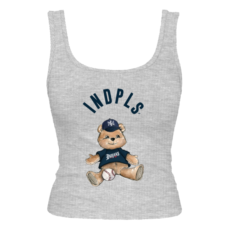 Indianapolis Indians Women's Tiny Turnip Grey Teddy Bear Tri-Blend Tank Top