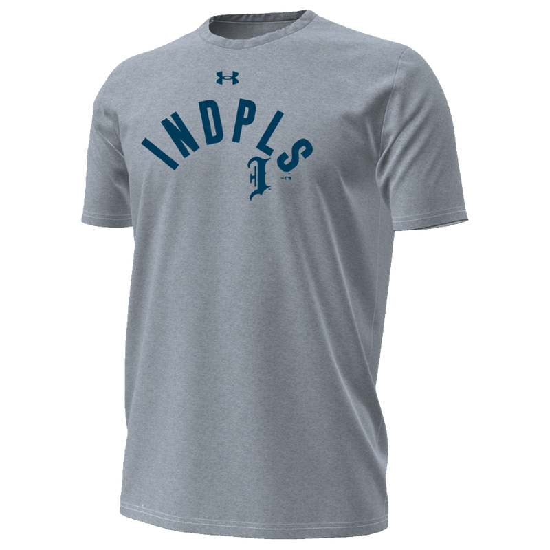 Indianapolis Indians Adult Grey Road Wordmark Under Armour Performance Cotton Short Sleeve Tee