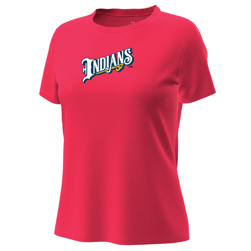 Indianapolis Indians Women's Red Wordmark Under Armour Tech Stretch Short Sleeve Tee