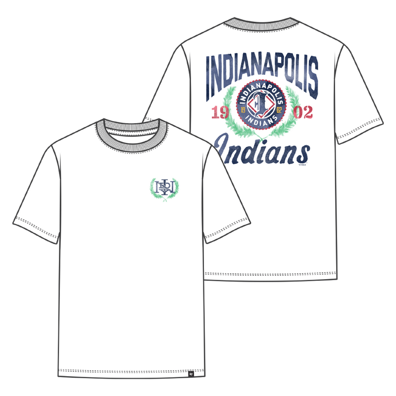 Indianapolis Indians '47 Adult White Color Dust 2-Sided Everyday Tee