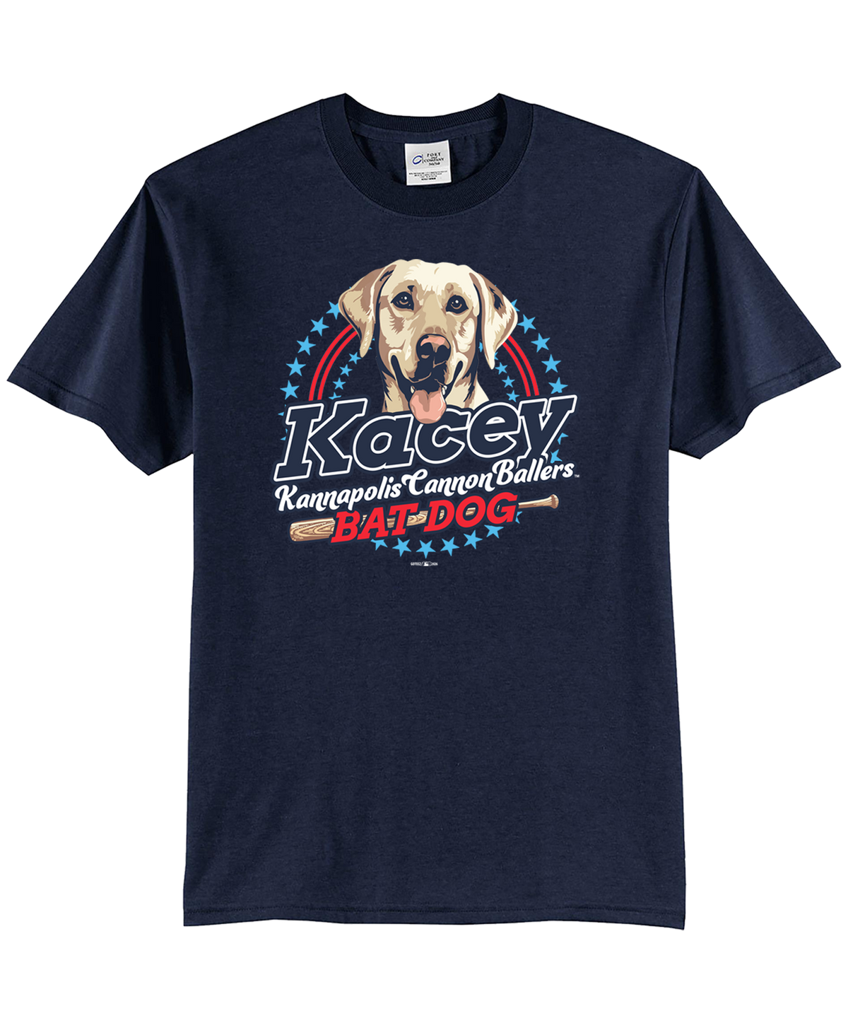 Adult Navy Kacey The Bat Dog Tee