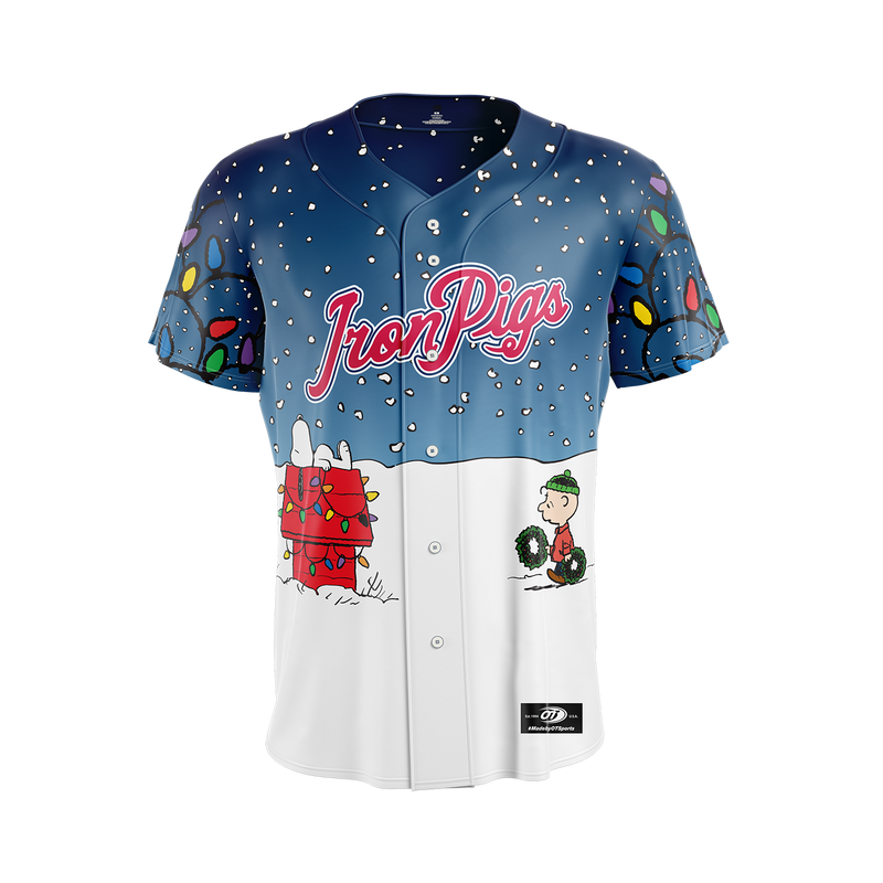 Lehigh Valley IronPigs Peanuts Snoopy Dog House Holiday Jersey