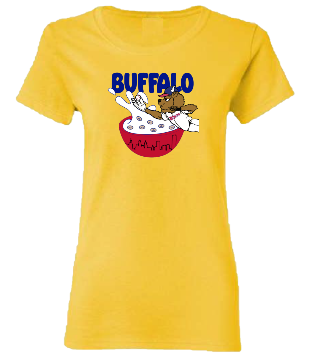 Buffalo Bisons Ladies Yellow Cereal Bowl Logo Tee