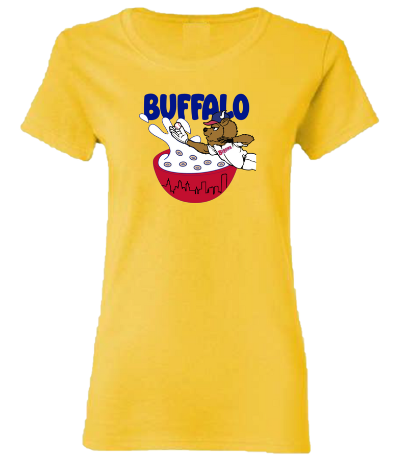 Buffalo Bisons Ladies Yellow Cereal Bowl Logo Tee