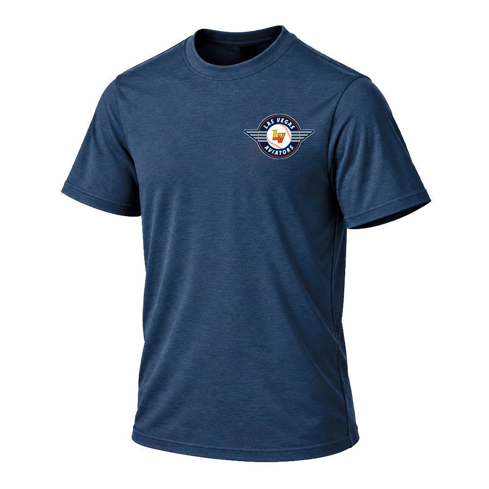 Men's Baseballism Left Chest Primary Logo Stadium Navy Short Sleeve T-Shirt