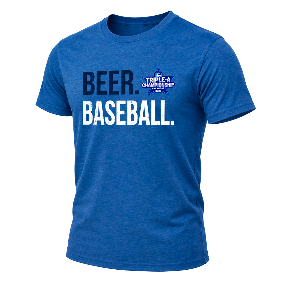 108 Stitches Beer Baseball Triple-A Championship 2026 Vintage Blue Tri-Blend Short Sleeve T-Shirt