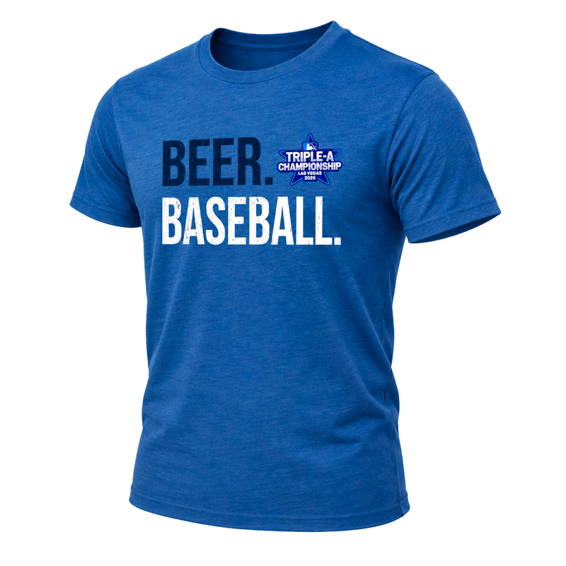 108 Stitches Beer Baseball Triple-A Championship 2026 Vintage Blue Tri-Blend Short Sleeve T-Shirt