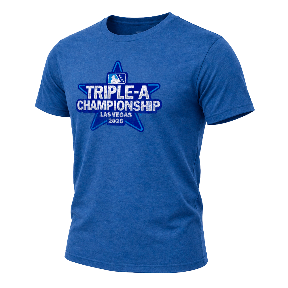 108 Stitches Triple-A Championship 2026 Vintage Blue Tri-Blend Short Sleeve T-Shirt