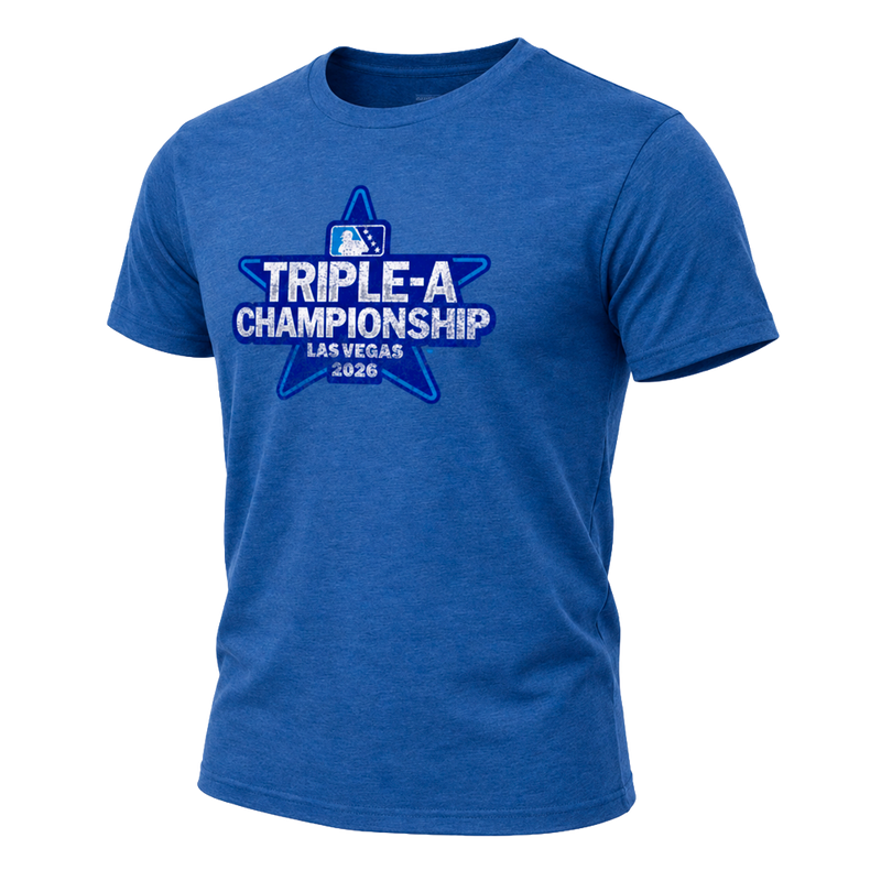 108 Stitches Triple-A Championship 2026 Vintage Blue Tri-Blend Short Sleeve T-Shirt