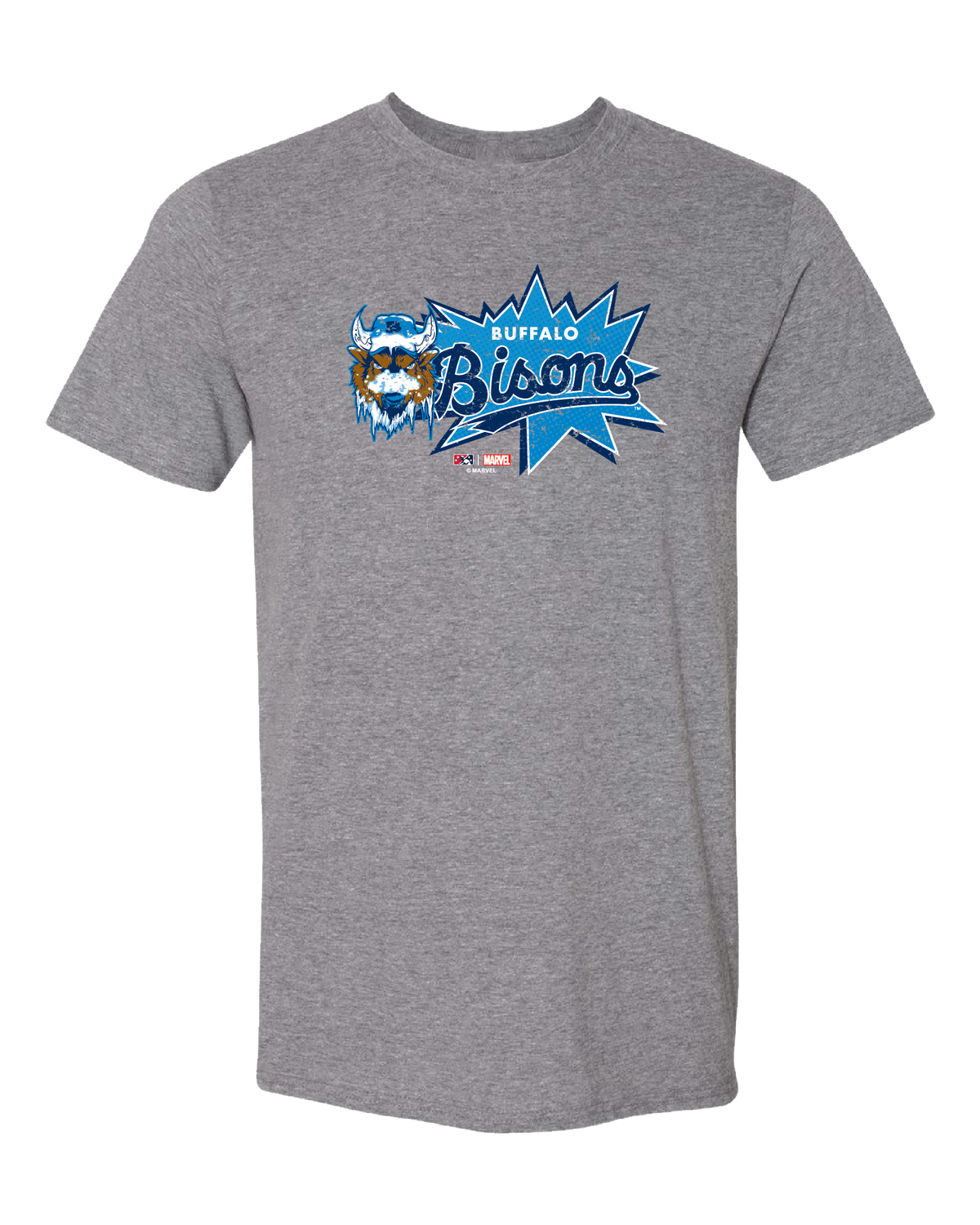 Buffalo Bisons Marvel's Defenders of the Diamond Heather Graphite Burst Tee