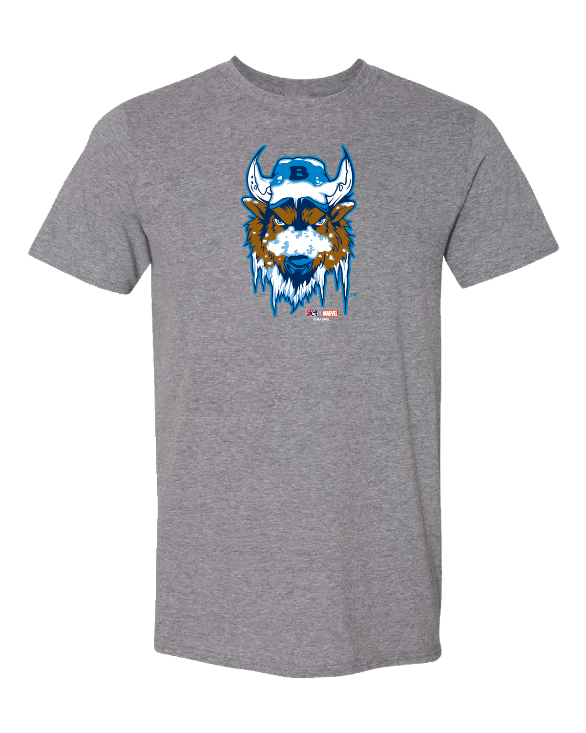 Buffalo Bisons Marvel's Defenders of the Diamond Heather Graphite Primary Tee