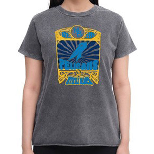 Myrtle Beach Pelicans Concept Sports Ladies Charcoal Acid Wash Prism Tee