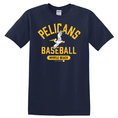 Myrtle Beach Pelicans Navy City Script Tee