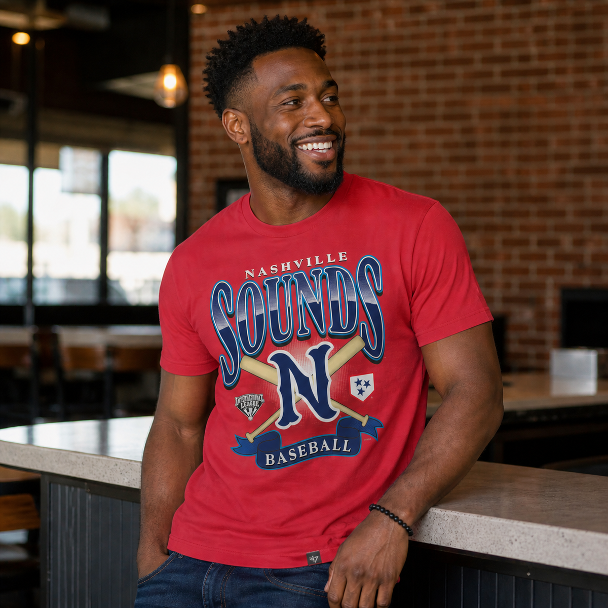 Nashville Sounds '47 Brand Racer Red Chrometown Franklin Tee