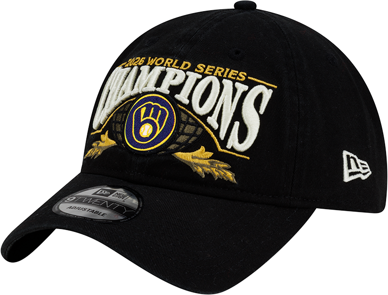 Milwaukee Brewers New Era Black 2026 World Series Champions Locker Room 9TWENTY Adjustable Hat