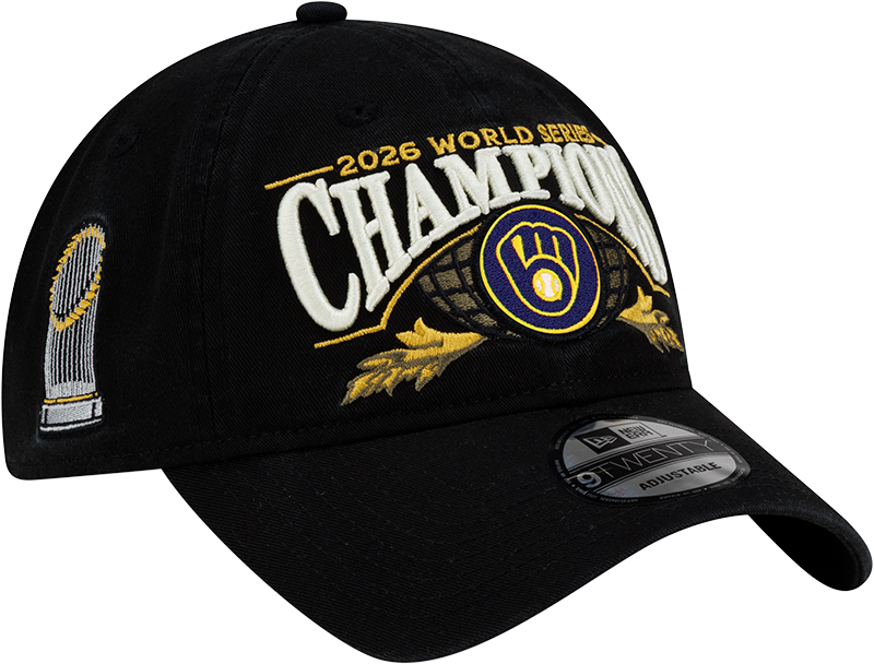 Milwaukee Brewers New Era Black 2026 World Series Champions Locker Room 9TWENTY Adjustable Hat
