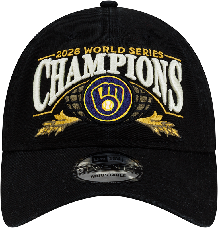 Milwaukee Brewers New Era Black 2026 World Series Champions Locker Room 9TWENTY Adjustable Hat