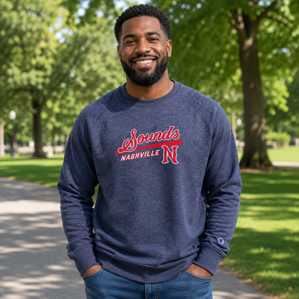 Nashville Sounds Champion Athletic Navy Triumph Fleece Crew