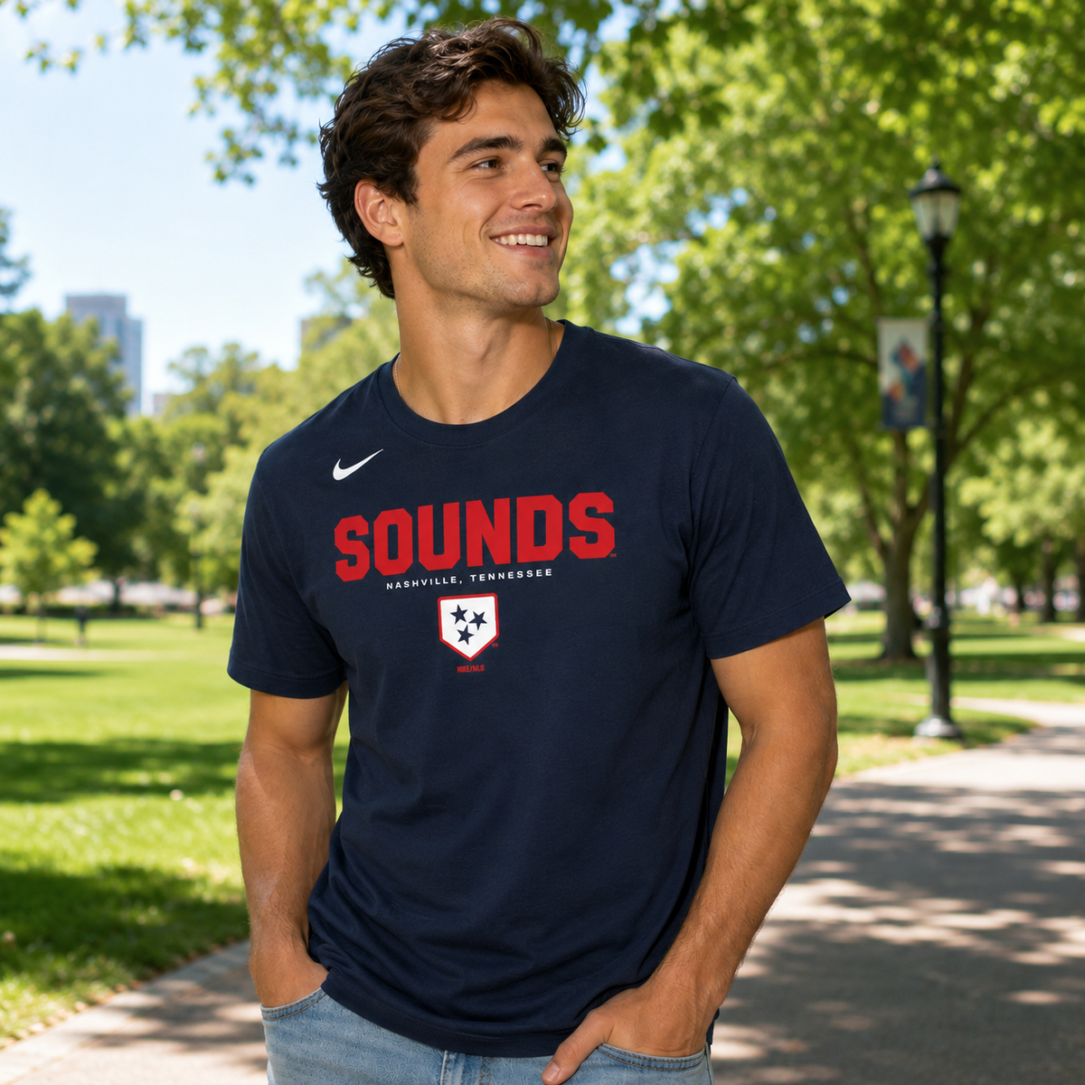 Nashville Sounds Nike College Navy Core Cotton Short Sleeve Tee