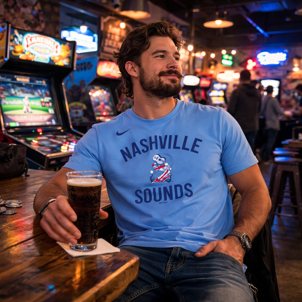 Nashville Sounds Nike Valor Blue Throwback Legend Short Sleeve Tee