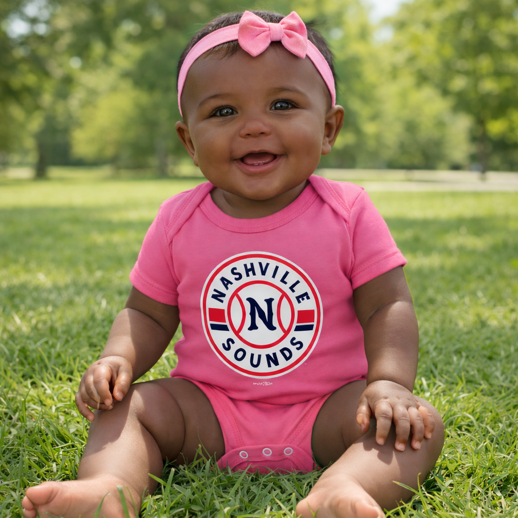 Nashville Sounds Pink Primary Logo Onesie
