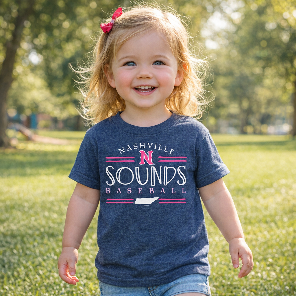 Nashville Sounds Toddler Vintage True Navy Handdrawn Tee