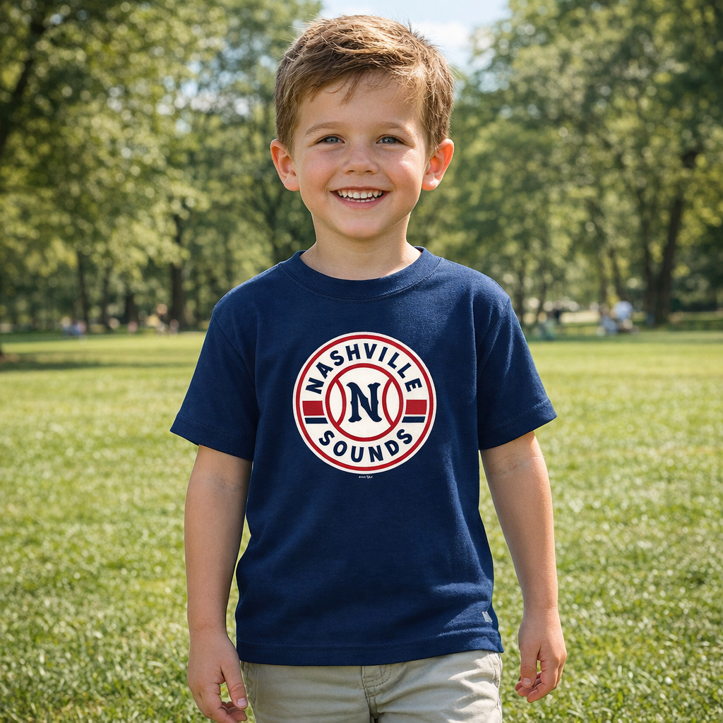Nashville Sounds Youth Navy Primary Logo Tee