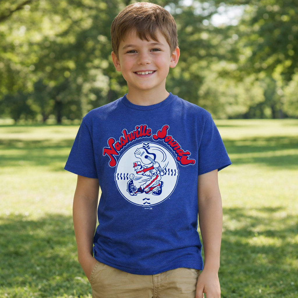 Nashville Sounds Youth Vintage Royal Throwback Tee