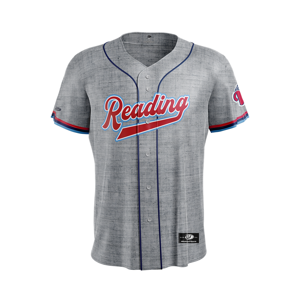 OT Sports Reading Fightin Phils Gray Road Adult Replica Jersey