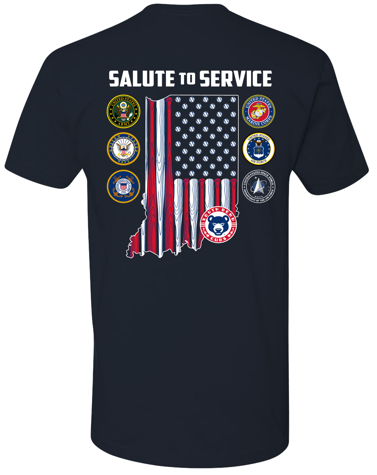 South Bend Cubs Men's Salute To Service T-Shirt.  Cubs Den Exclusive.