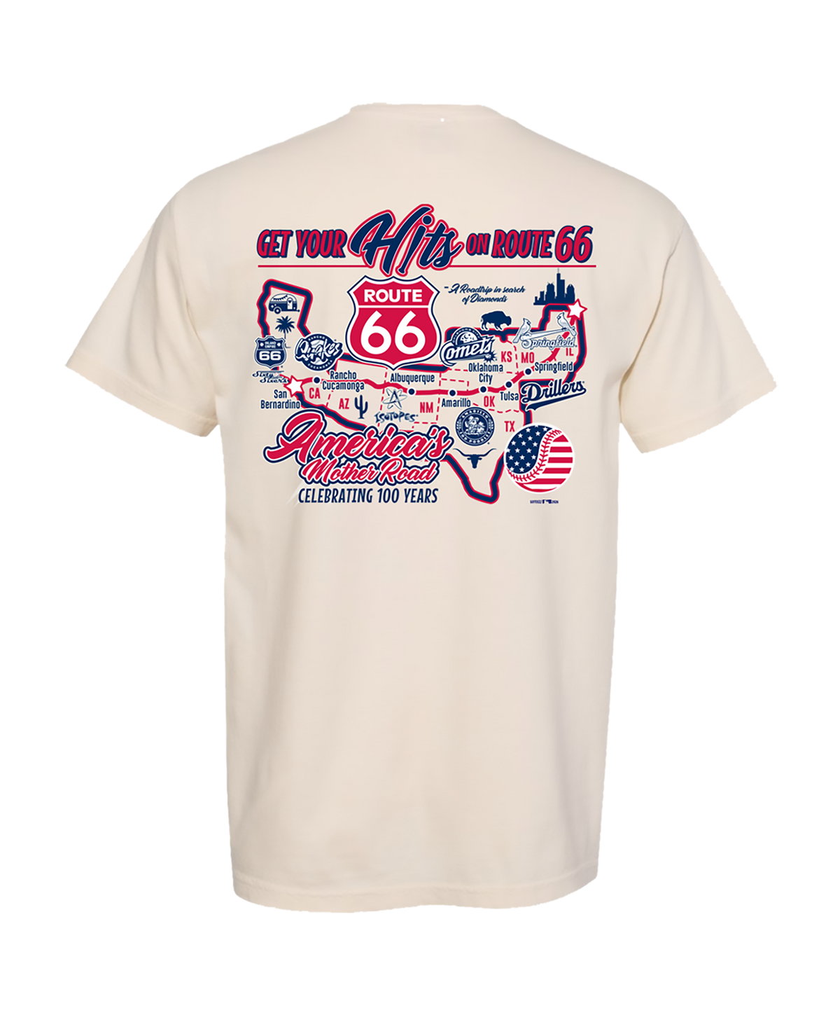 Inland Empire 66ers of San Bernadino Tee-Rt 66 Hits Map