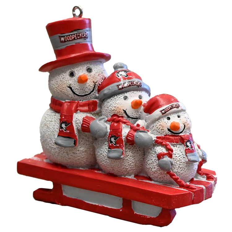 Fayetteville Woodpecker's FOCO Sledding Snowmen Ornament