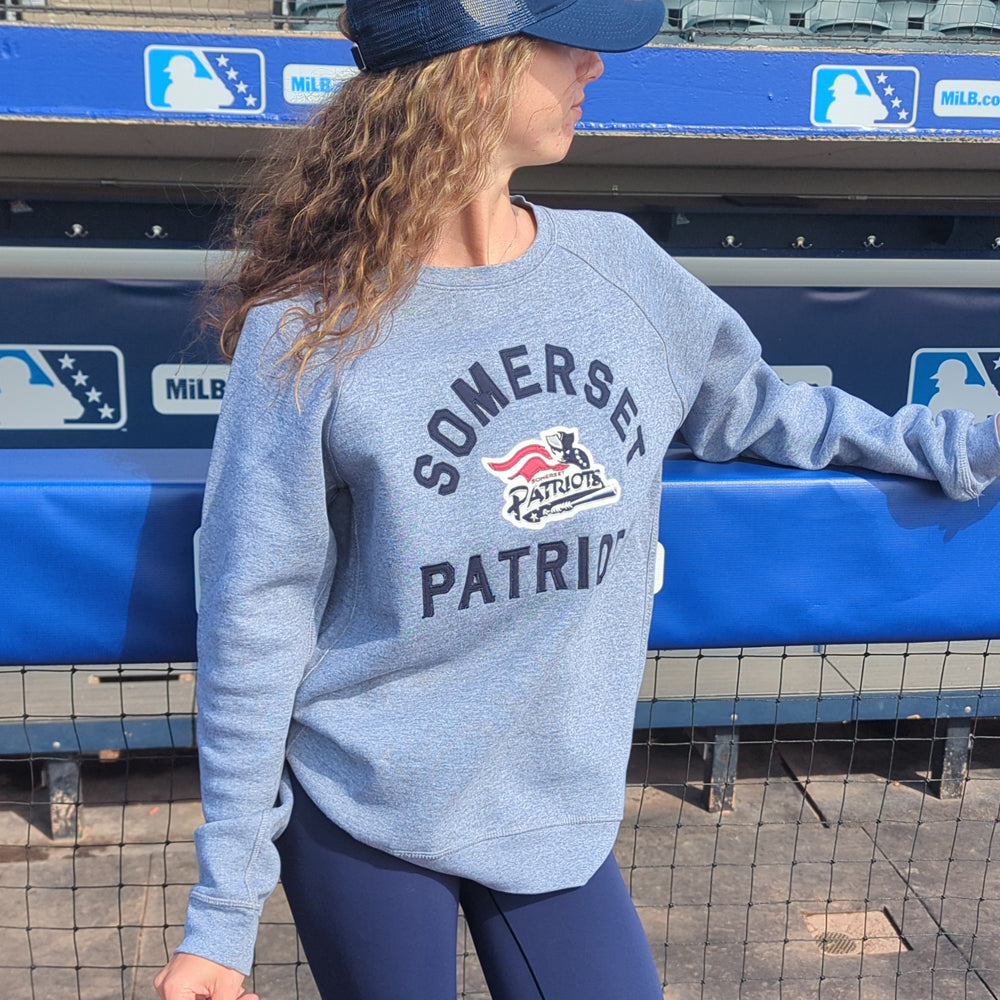 Somerset Patriots Adult Premium Soft Style Unisex Heather Gray Essential Crew Neck Sweatshirt