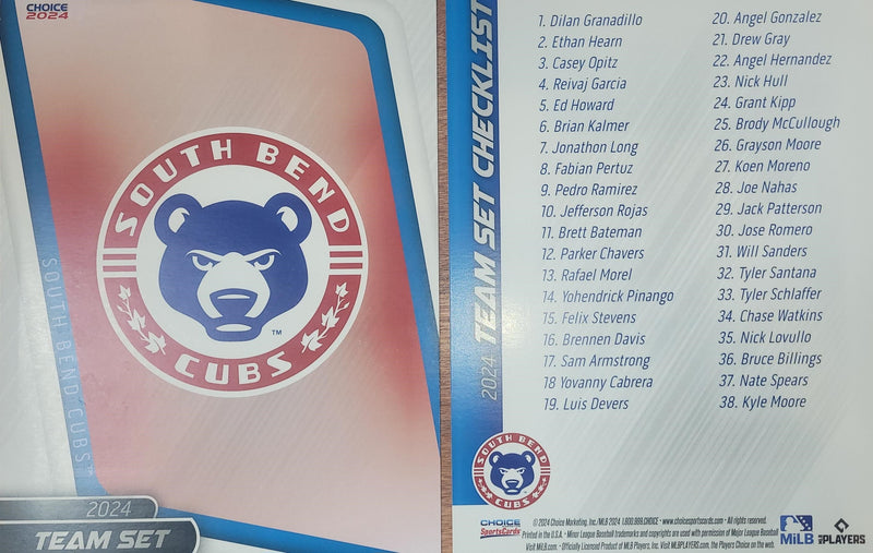 South Bend Cubs 2024 Trading Card Team Set
