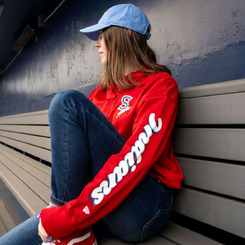Spokane Indians Ladies Red New Era 1/4 Zip Hoodie