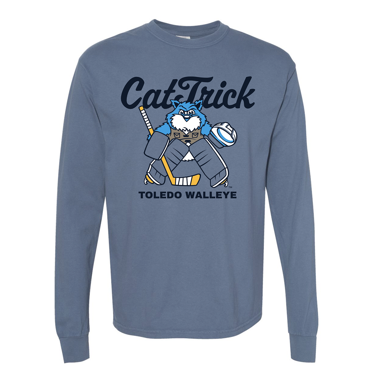 Toledo Walleye Camero CatTrick Goalie Long Sleeve T