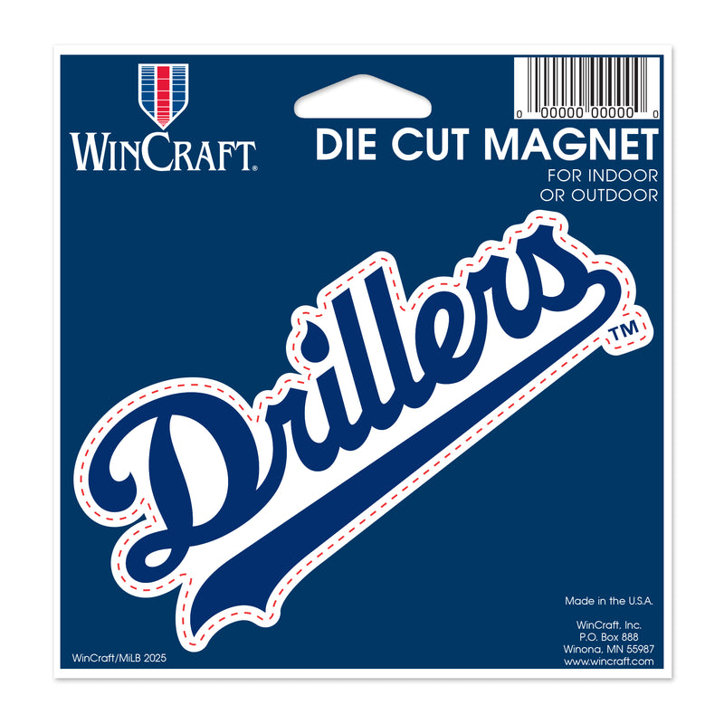 Tulsa Drillers Primary Script Logo Die Cut Magnet