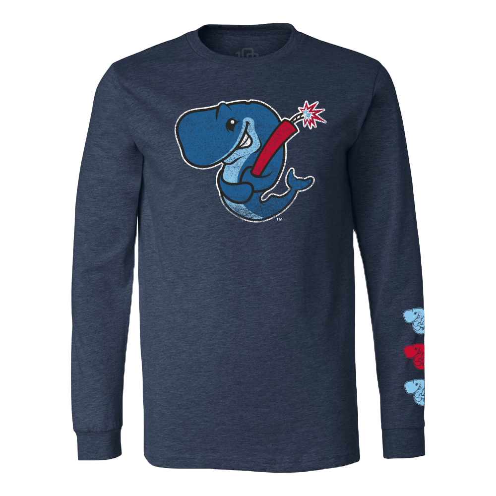 Eugene Emeralds Exploding Whales 108 Stitches Navy Blue Long-Sleeve T-Shirt