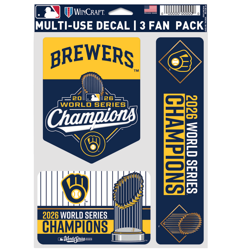 Milwaukee Brewers WS Champs Wincraft 3 Pack Fan Decals