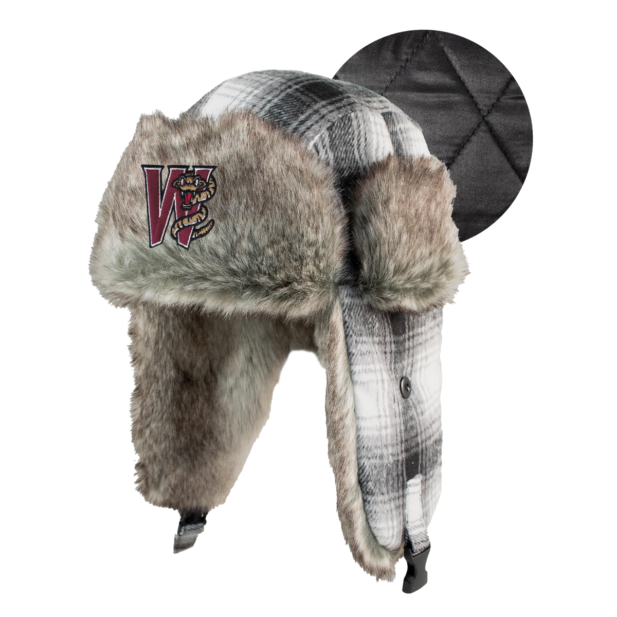 Wisconsin Timber Rattlers Plaid Faux Fur Trapper Hat