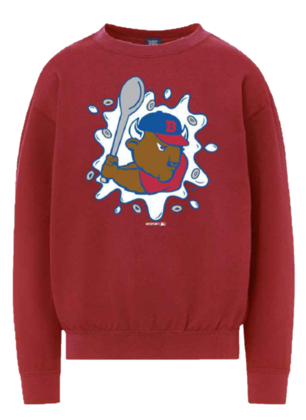 Buffalo Bisons Youth Red Cereal Cap Logo Crewneck